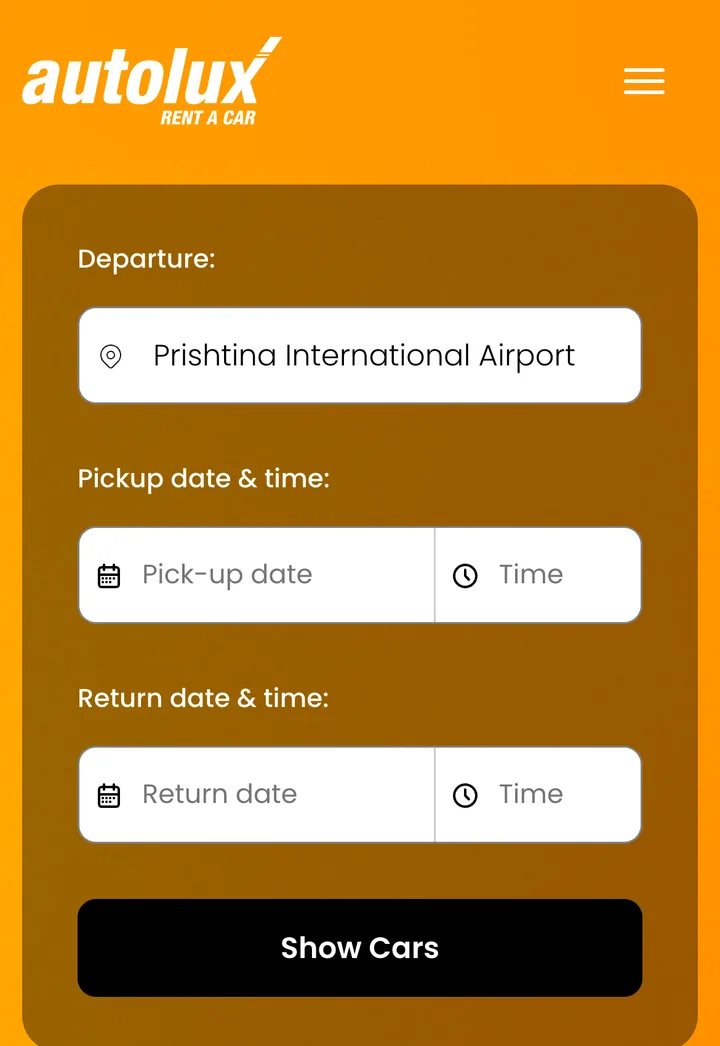 The Autolux booking form on a phone